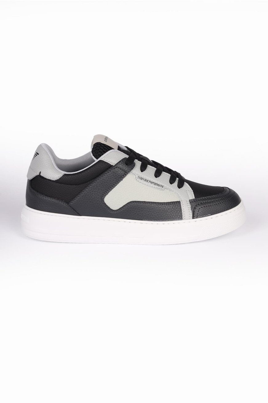 Emporio Armani Emporıo Armani Erkek File Detaylı Logolu Yüksek Tabanlı Günlük Gri-Beyaz Sneaker X4X568 XN162-S787