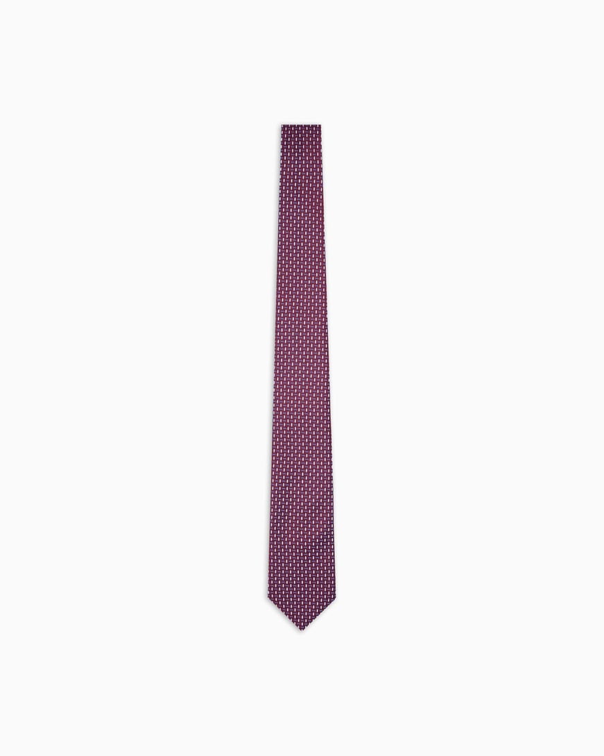 Emporio Armani Emporıo Armani Erkek Jakarlı Mikro Desenli Saf İpek Bordo Kravat EM001344 TE16540-F5072