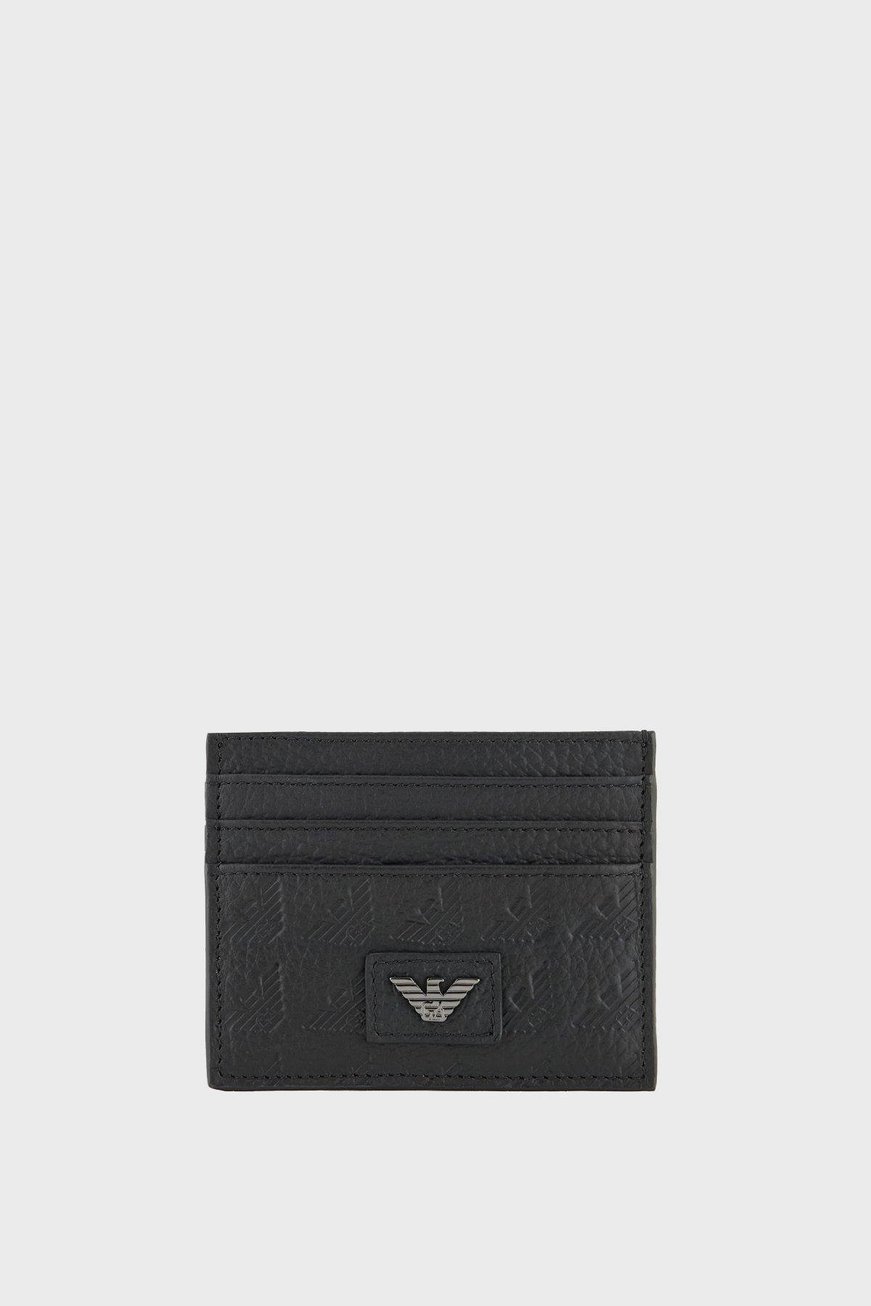 EMPORIO ARMANI Emporıo Armani Erkek Kabartmalı Kartal Motifli Deri Siyah Cüzdan EM001740 AF14774-UC001