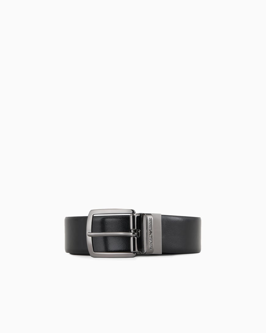 EMPORIO ARMANI Emporıo Armani Erkek Logo İşlemeli Toka Detaylı Çift Taraflı %100 Deri Siyah Kemer Y4S576 Y748I-88044