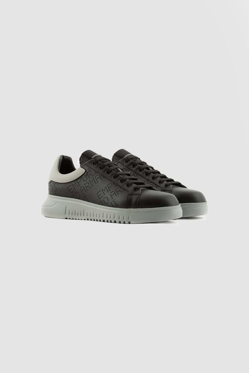 Emporio Armani Emporıo Armani Erkek Marka Logolu Bağcıklı Kaydırmaz Tabanlı Günlük Siyah Sneaker X4X635 XN889-R625