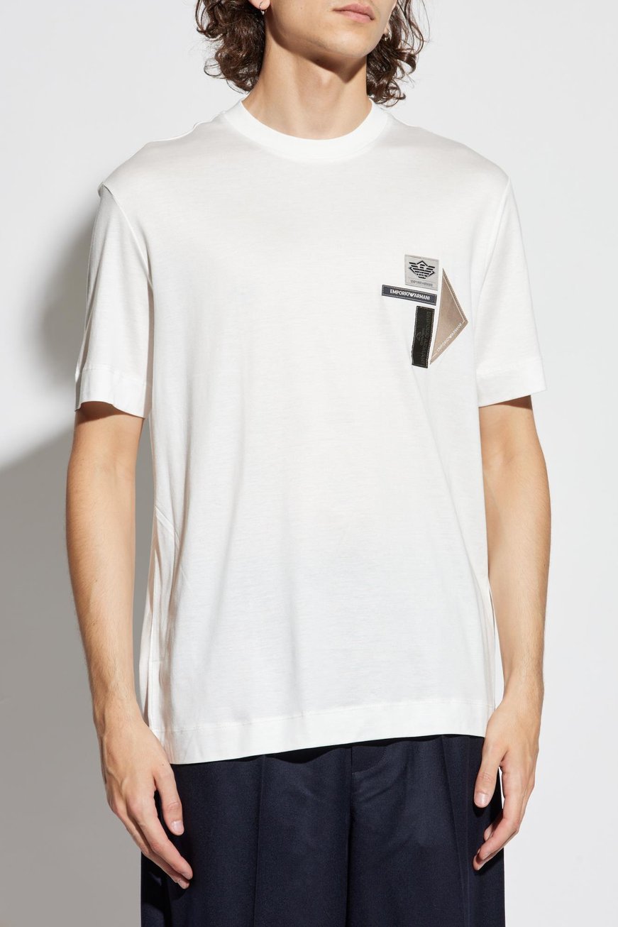 Emporio Armani Emporıo Armani Erkek Normal Kalıp Esnek Pamuklu Logo Detaylı Kısa Kollu Beyaz T-Shirt EM002959 AF18312-U0003