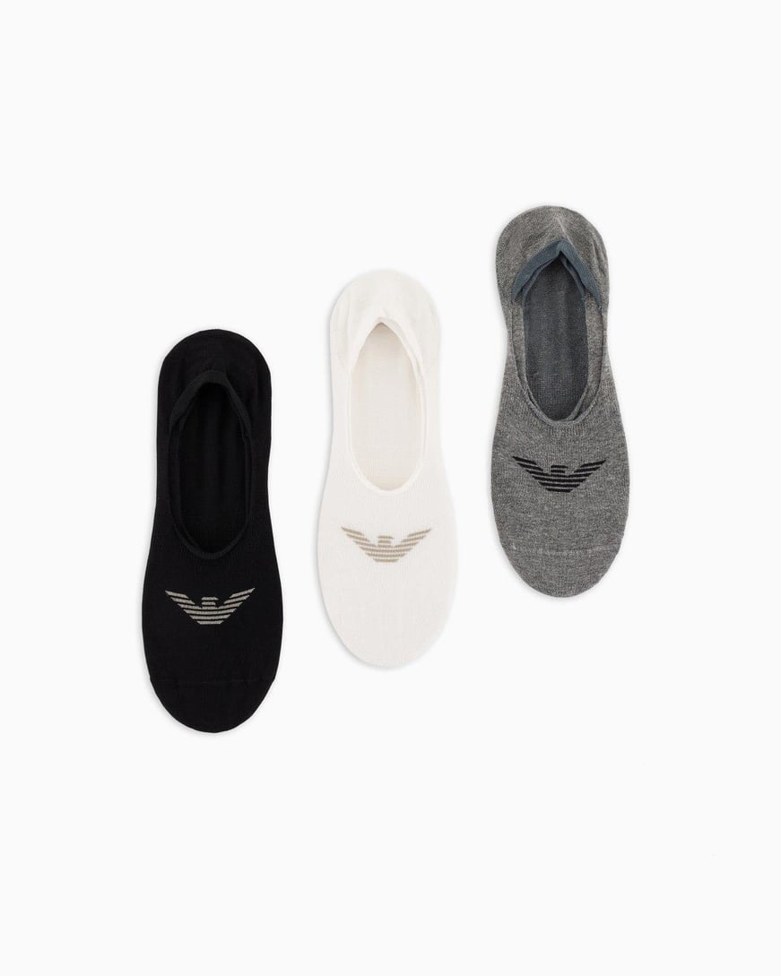 EMPORIO ARMANI Emporıo Armani Erkek Pamuklu Bileği Lastikli 3'lü Kısa Siyah Çorap EM000548 AF12271-MC059
