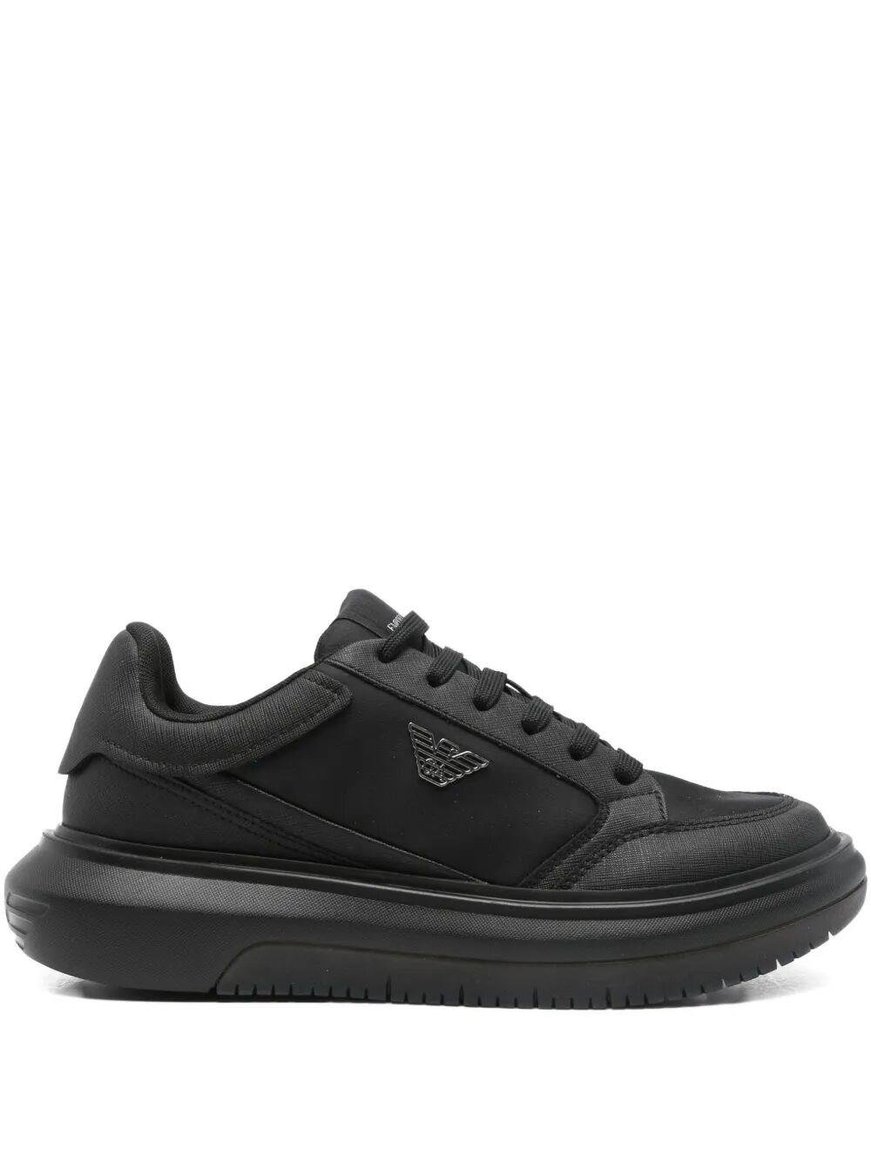 EMPORIO ARMANI Emporıo Armani Erkek Rahat Taban Armani Kartal Logolu Siyah Sneaker EM003666 AF19532-MC105