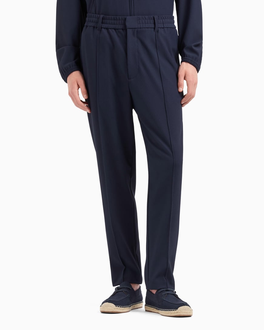 EMPORIO ARMANI Emporıo Armani Erkek Rahat Kalıp Esnek Dokulu Kumaş Pileli Geniş Paça Siyah Pantolon EM001508 AF14076-UC001