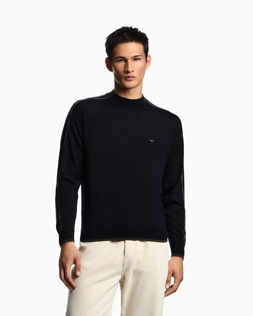 EMPORIO ARMANI Emporıo Armani Erkek Regular Fit Yuvarlak Yakalı Kartal Logolu Uzun Kollu Lacivert Kazak EM002423 AF14199-FB070