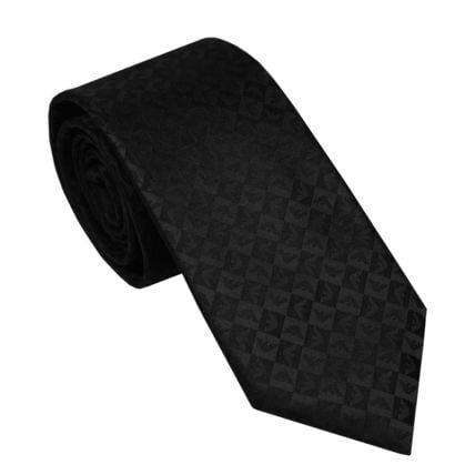 Emporio Armani Emporıo Armani Erkek Saf İpek Kumaş Kare Kartal Desenli Siyah Kravat 340075 2R612-00020