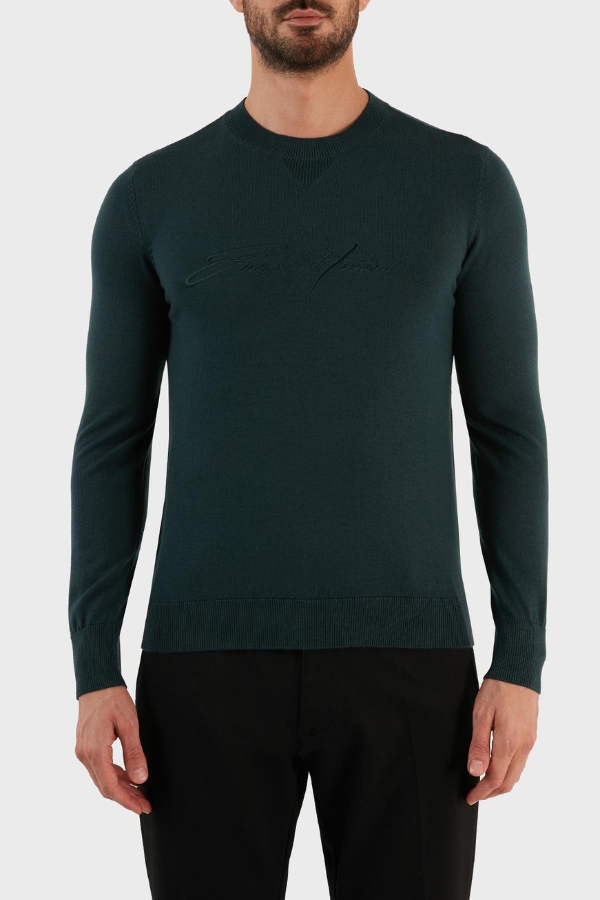Emporio Armani Emporıo Armani Erkek Yuvarlak Uzun Kollu Günlük Haki Kazak 6L1MXJ 1MBPZ-0586