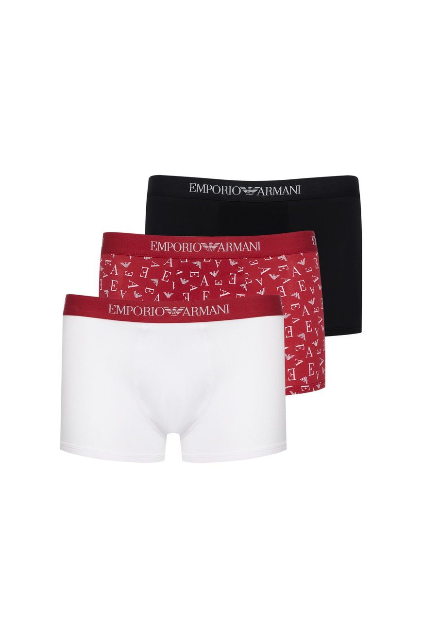 EMPORIO ARMANI Emporıo Armani Erkek Yumuşak Pamuklu Logolu Elastik Bel Bantlı 3'lü Beyaz Boxer EM000260 AF10800-M0086