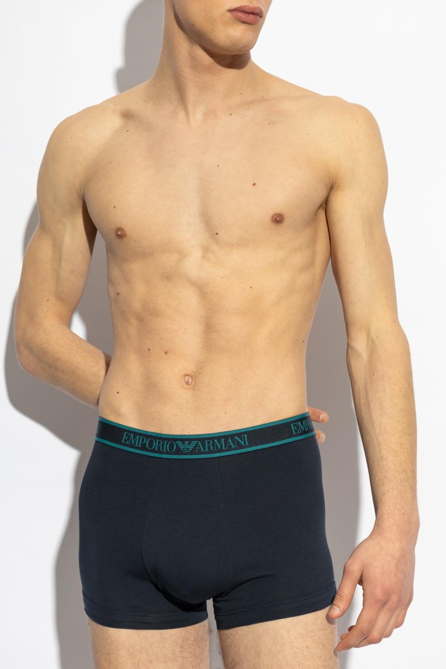 EMPORIO ARMANI Emporıo Armani Erkek Yumuşak Pamuk İçerikli Elastik Marka Logo Bantlı 3'lü Lacivert Boxer EM000259 AF10779-MB139