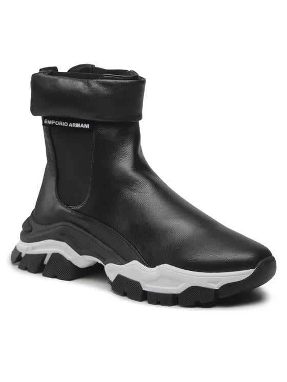 Emporio Armani Emporıo Armani Kadın Bağcıklı Logolu Günlük Kullanım Normal Kalıp Siyah Bot & Bootie X3M357 XF683-00002