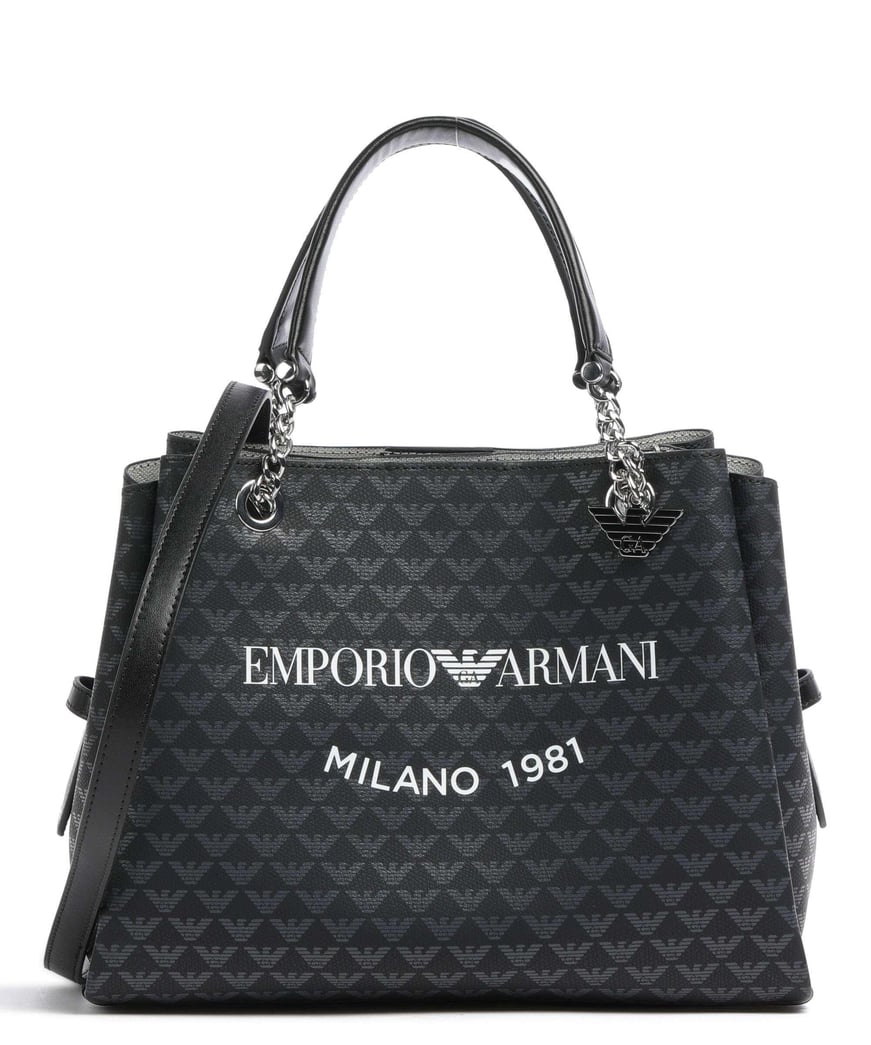 Emporio Armani Emporıo Armani Kadın Deri Marka Logolu Fermuarlı Günlük Kullanım Siyah Omuz Çantası Y3D159 YWS0E-86284