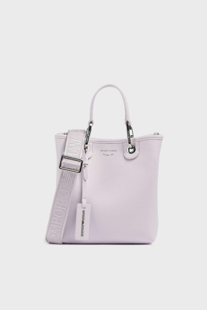 EMPORIO ARMANI Emporıo Armani Kadın Geniş Deri Kısa El Tutma Uzun Logo Detaylı Askı Pembe Omuz Çantası EW000362 AF12036-M4033