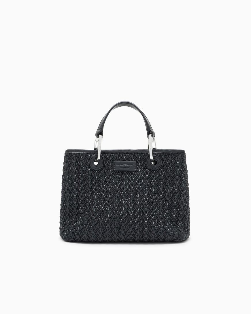 Emporio Armani Emporıo Armani Kadın Kabartma Desenli Manyetik Kapamalı Çıkarılabilir Omuz Askılı Siyah Omuz Çantası EW000361 AF18941-UC001