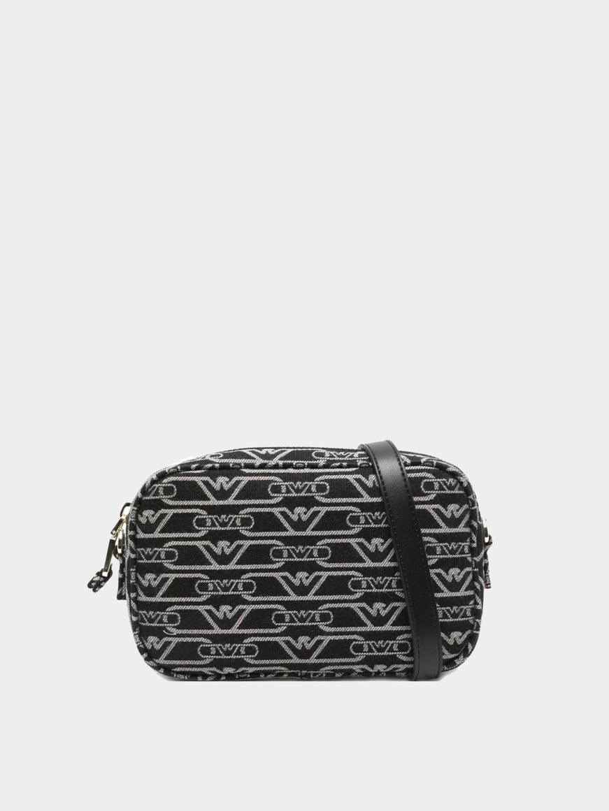 Emporio Armani Emporıo Armani Kadın Kartal Logo İşlemeli Fermuarlı Çapraz Omuz Askılı Siyah Omuz Çantası EW001891 AF19711-FC145