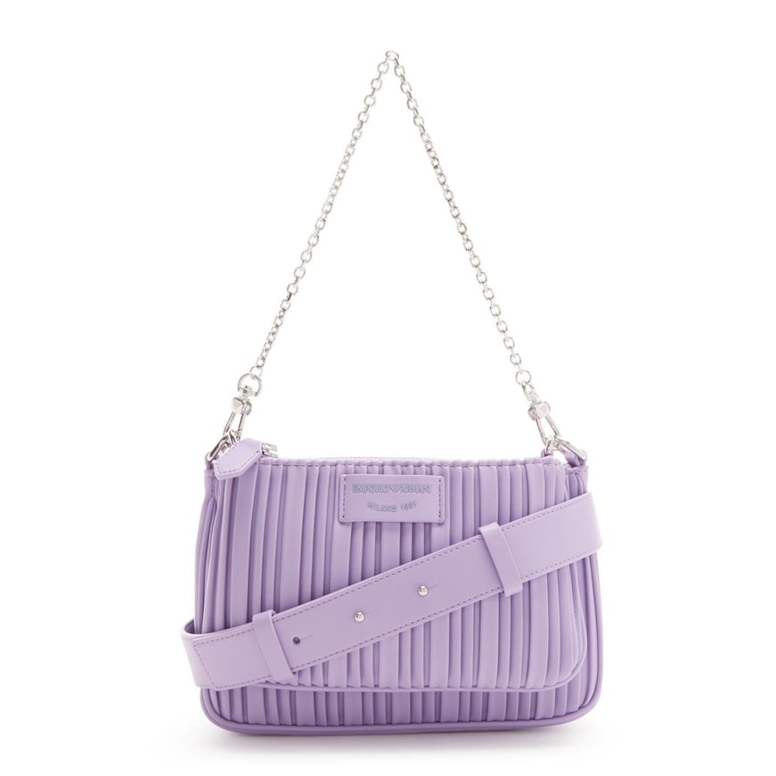 Emporio Armani Emporıo Armani Kadın Logolu Fermuarlı Deri Günlük Kullanım Mor Omuz Çantası Y3H317 YWQ4E-80264