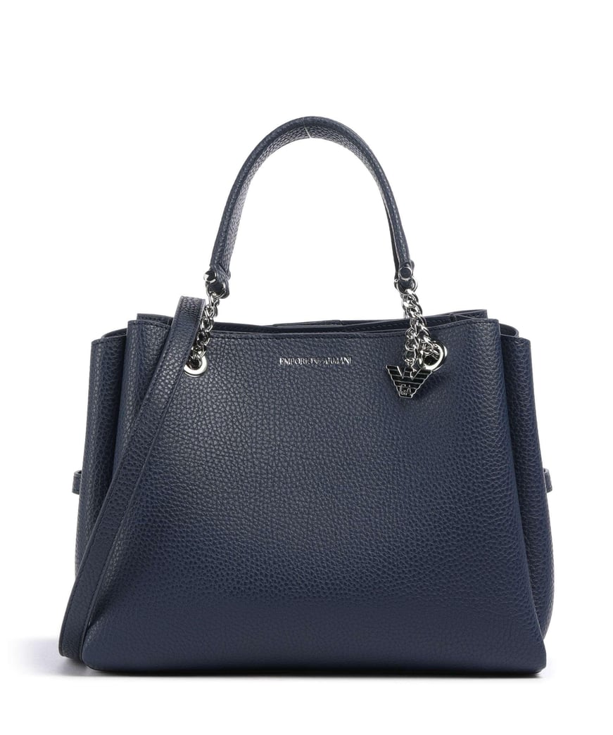 EMPORIO ARMANI Emporıo Armani Kadın Logolu Deri Fermuarlı Günlük Kullanım Lacivert Omuz Çantası Y3D159 YFN6E-MB209