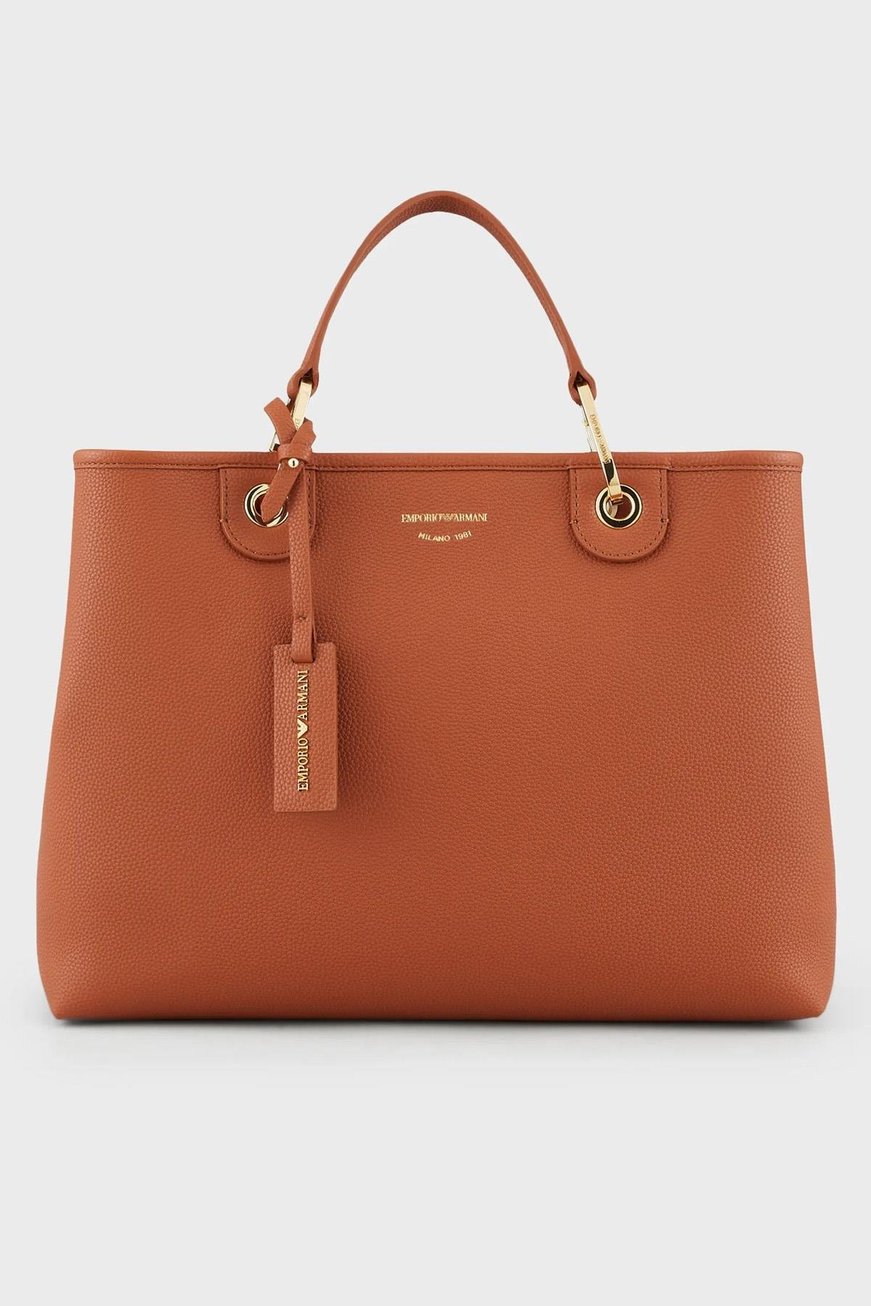 EMPORIO ARMANI Emporıo Armani Kadın Logolu Ayarlanabilir Askılıklı Deri Günlük Kullanım Mercan Omuz Çantası Y3D165 YFO5B-85550