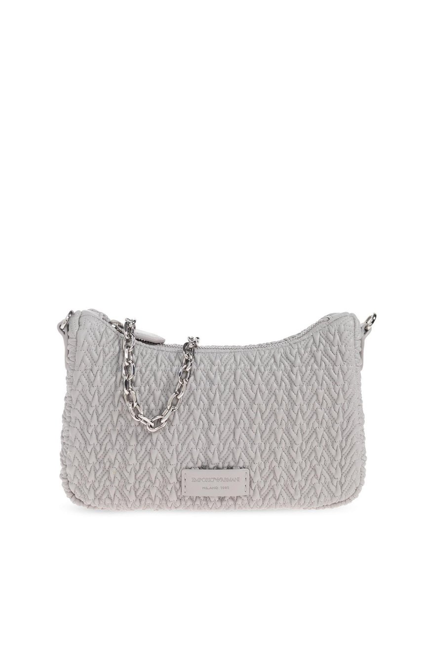 Emporio Armani Emporıo Armani Kadın Örgü Desenli Fermuarlı Zincirli Omuz Askılı Gri Omuz Çantası EW002961 AF19228-U8028