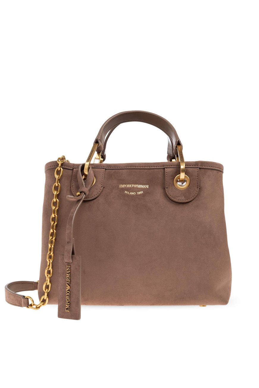 Emporio Armani Emporıo Armani Kadın Yumuşak Süet Çıkarılabilir Zincir Askılı Kabartma Logolu Kahverengi Omuz Çantası EW000361 AF17730-U6192