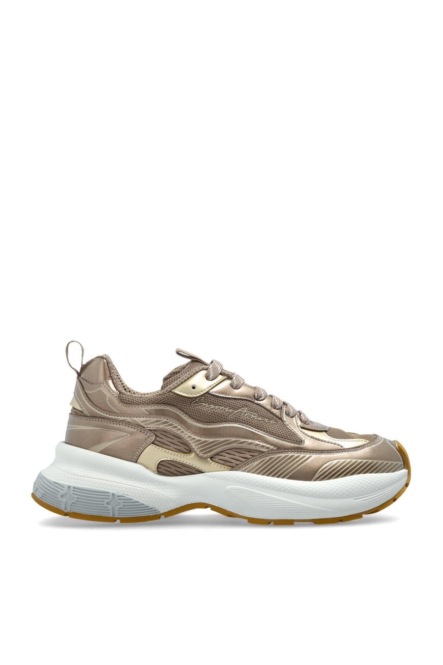 Emporio Armani Emporıo Armani Kadın Yüksek ve Rahat Taban File Detaylı Logo İmzalı Bej Sneaker EW003056 AF19766-M6203