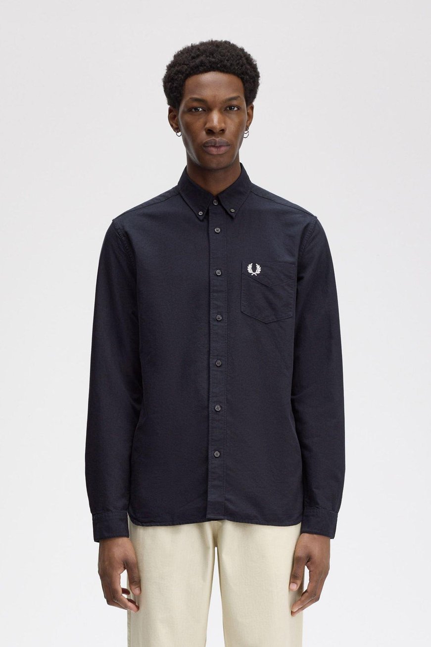 Fred Perry Fred Perry Erkek Regular Fit Cep Detaylı Düz Uzun Kollu Lacivert1 Gömlek M5516-608