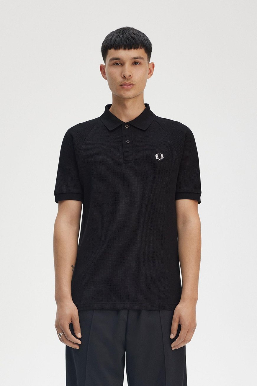 Fred Perry Fred Perry Erkek Regular Fit %100 Pamuklu Pike Kumaş Sol Göğsü Logolu Kısa Kollu Siyah Polo Yaka T-Shirt M9885-102