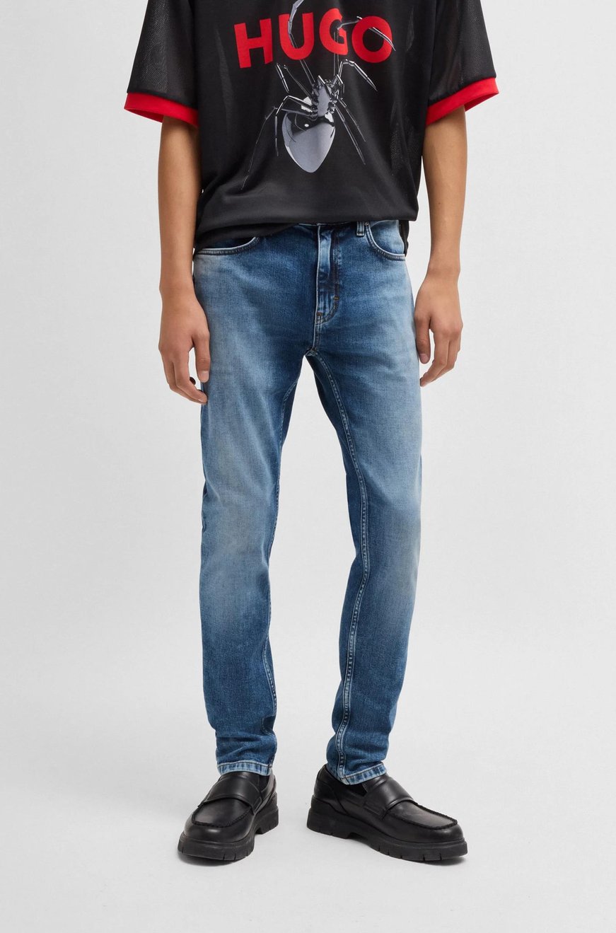 HUGO HUGO Erkek Ekstra Dar Kesim Denim Normal Bel Dar Paça Mavi Jeans 50530593-410