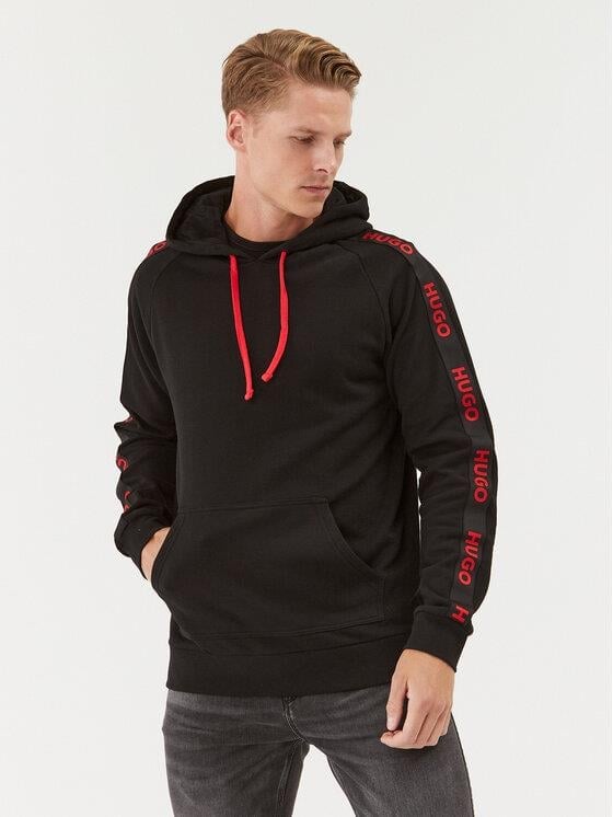 HUGO HUGO Erkek Kapşonlu Yaka Fermuarlı Uzun Kollu Siyah Sweatshirt 50497003-001