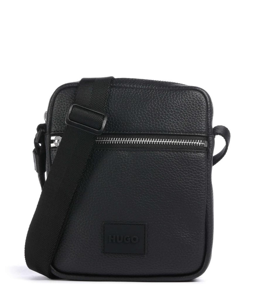 HUGO HUGO Erkek Logo Desenli Femuarlı İki Bölmeli Askılı Siyah Çanta 50535669-001