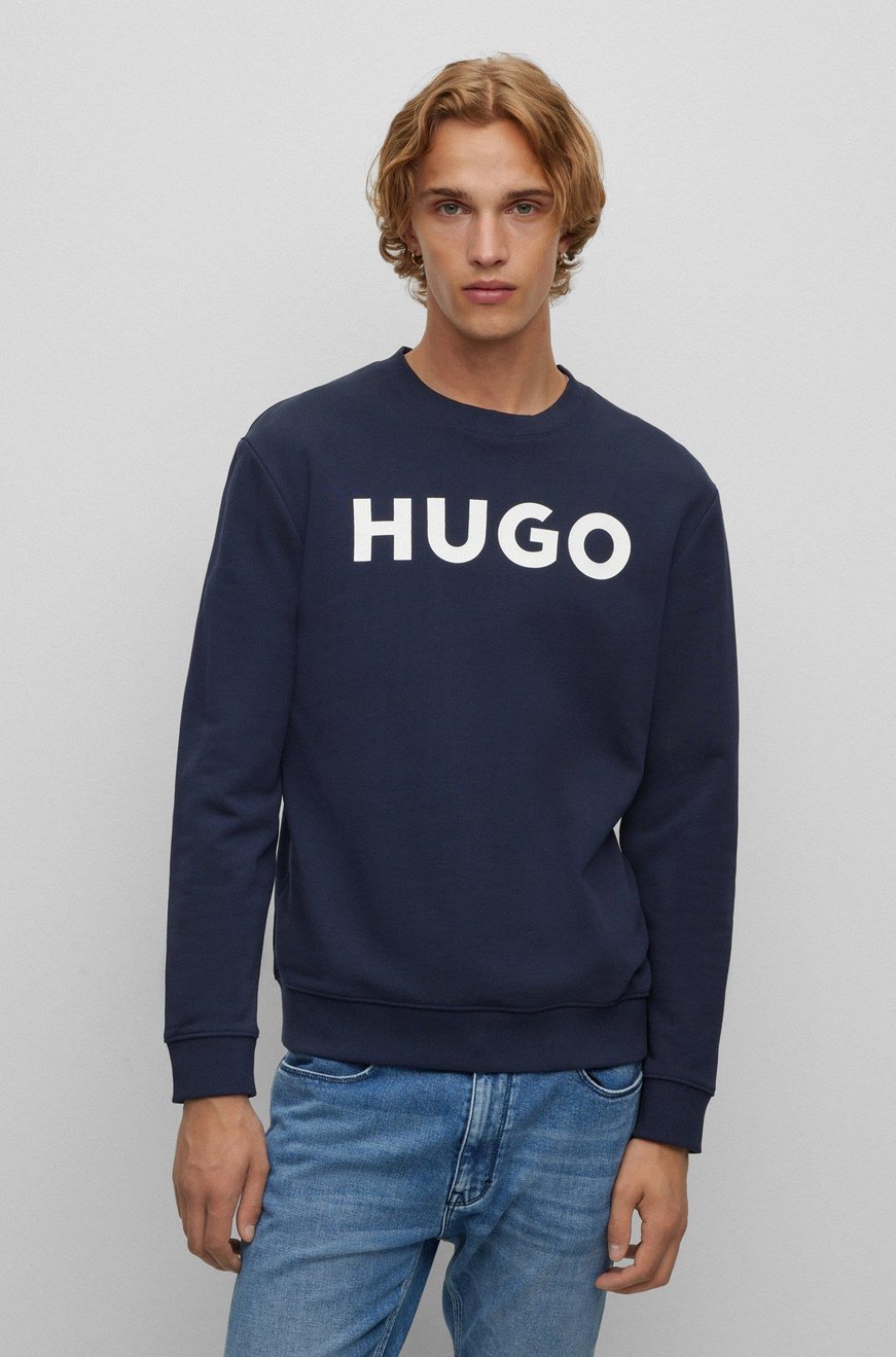 HUGO HUGO Erkek Marka Logolu Pamuklu Normal Kalıp Günlük Lacivert Sweatshirt 50477328-405