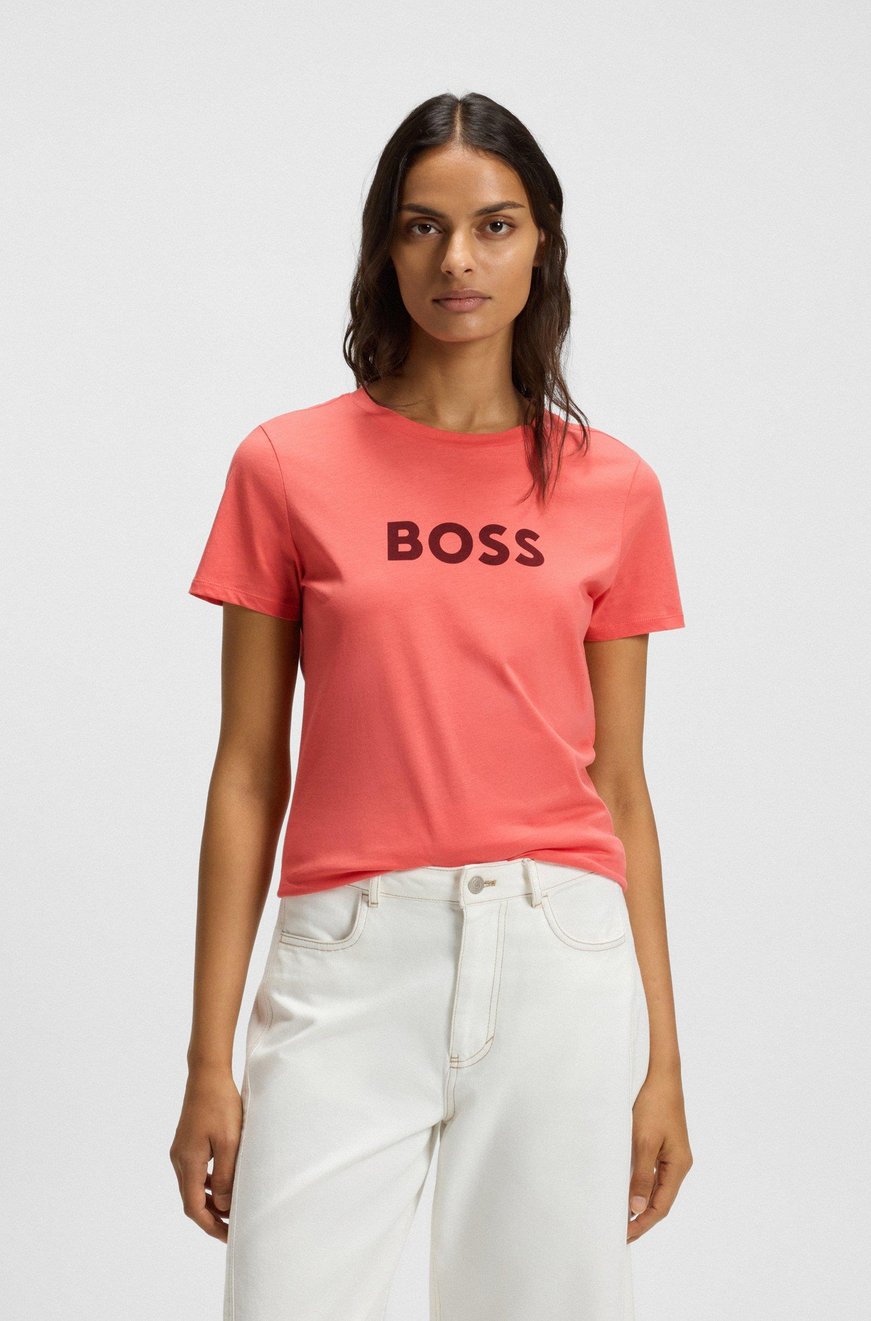 HUGO HUGO Kadın Marka Logolu Kısa Kol Yuvarlak Yaka Pembe1 T-Shirt 50501139-638