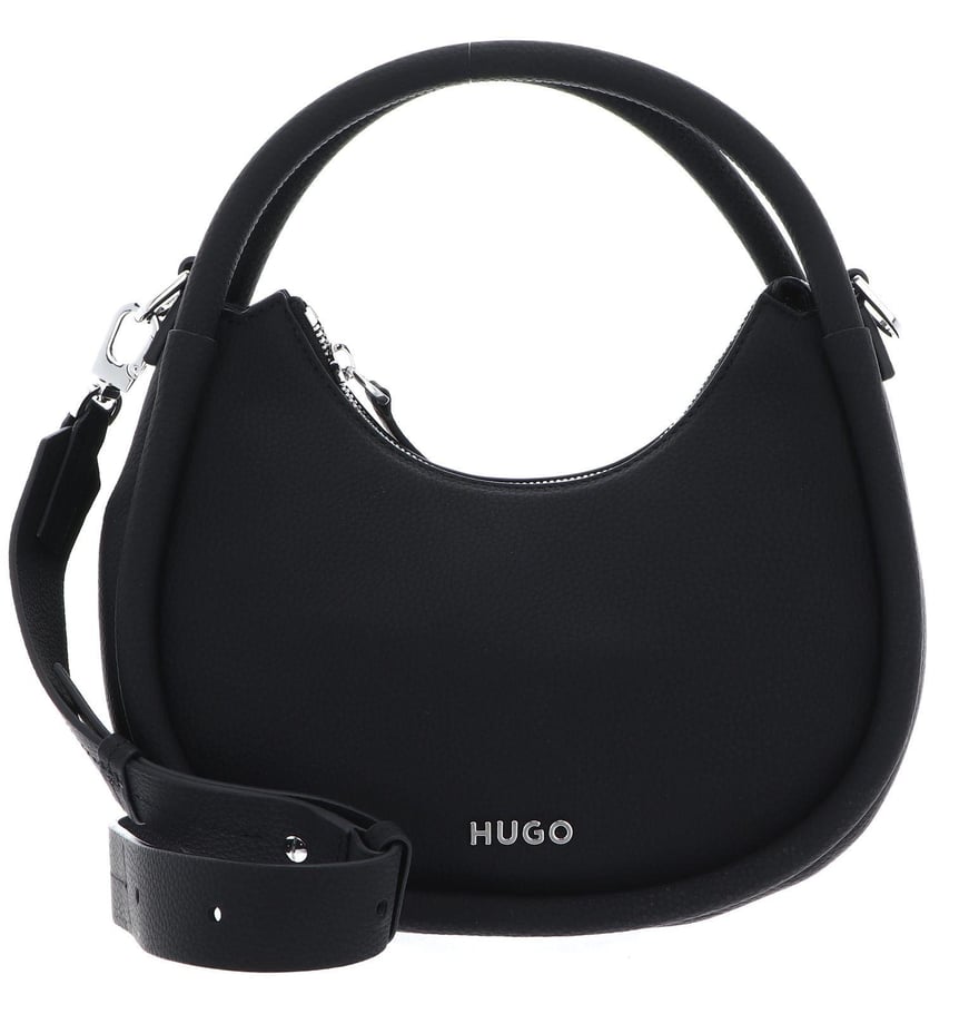 HUGO HUGO Kadın Metal Logolu Çıkarılabilir Çapraz Askılı Fermuarlı Siyah Omuz Çantası 50516927-001