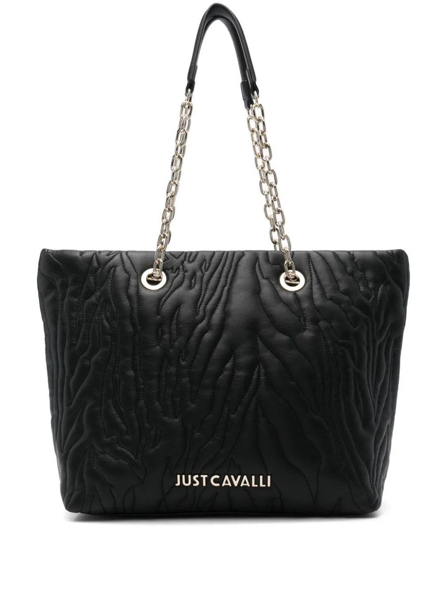 Just Cavalli Just Cavalli Kadın Zincir Askılı Fermuar Kapamalı Logolu Siyah Omuz Çantası 77RA4BE2ZSB23-899