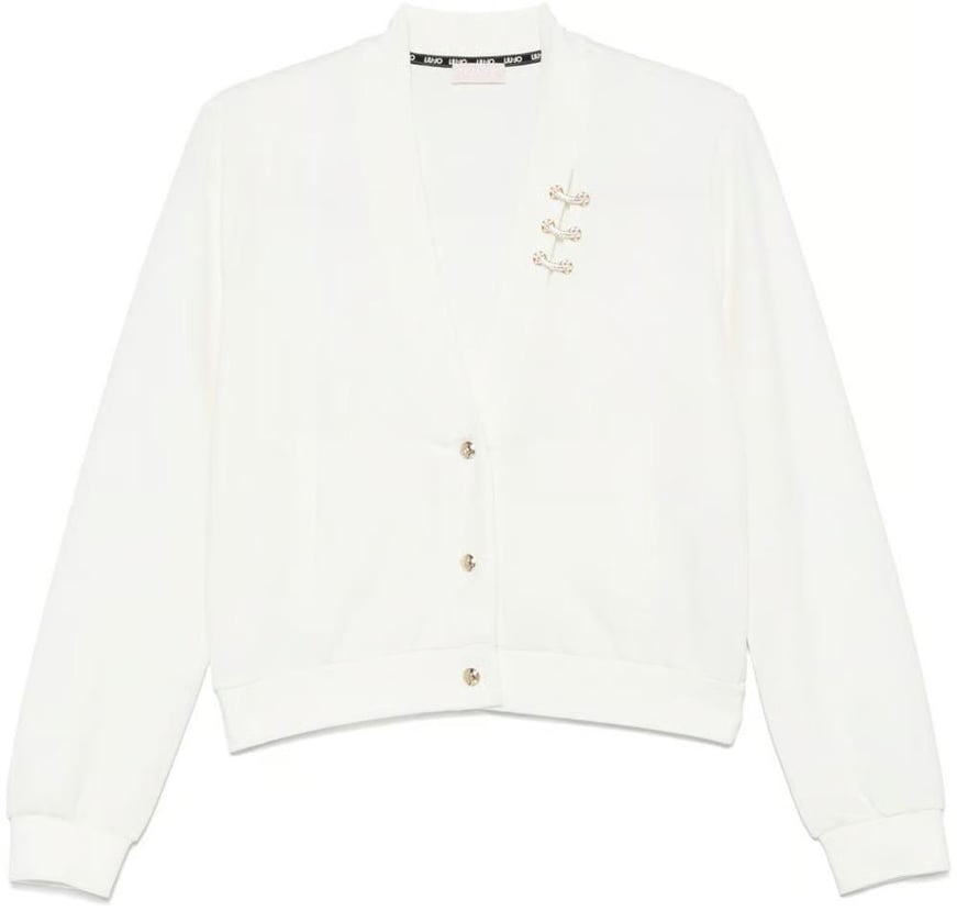 LIU JO Lıu Jo Kadın Düğme Kapamalı V Yaka Kısa Boy Uzun Kol Beyaz Sweatshirt TA5224J4869-10105