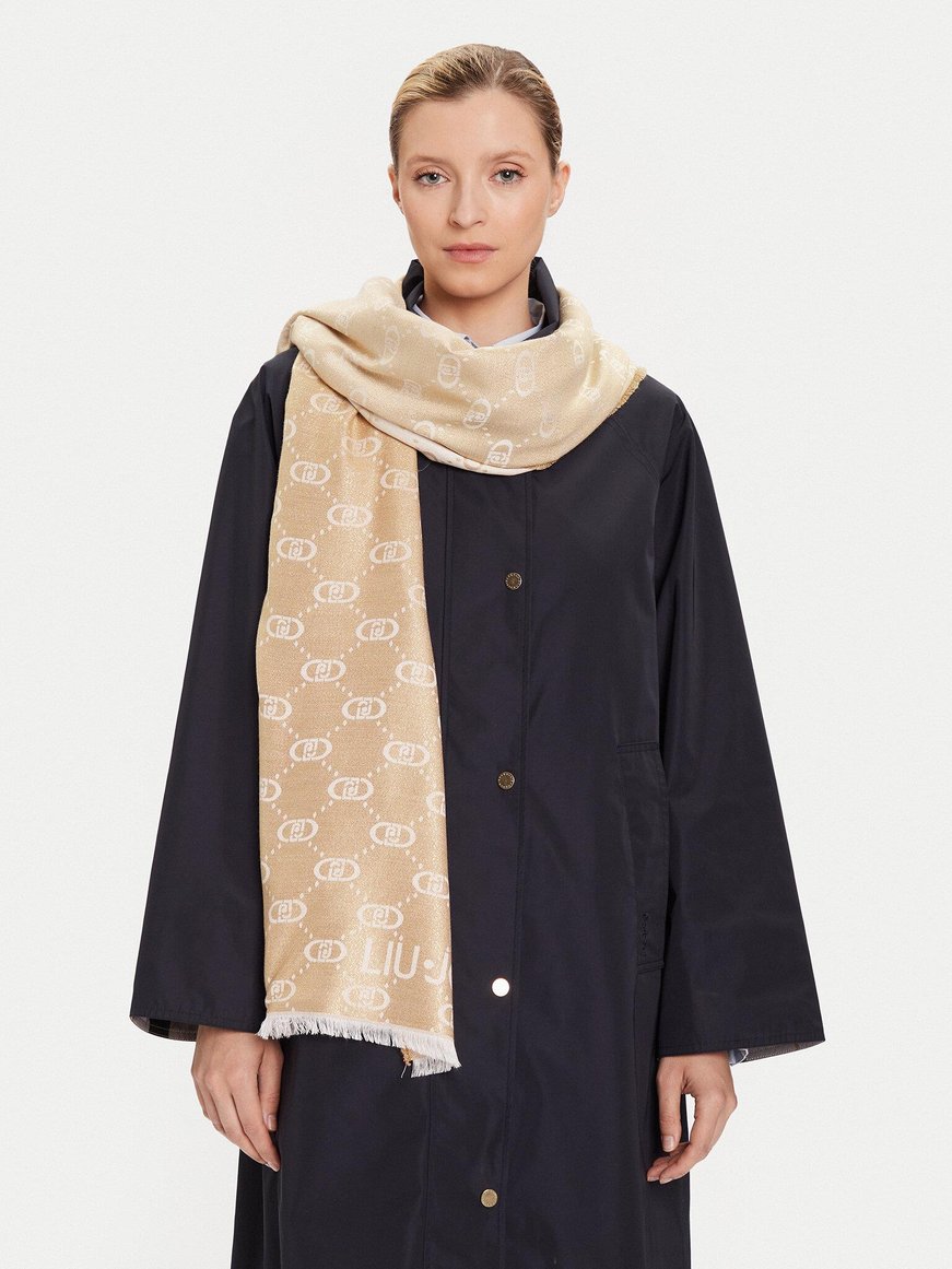 Liu Jo Lıu Jo Kadın Her Yerinde Monogram Logosu Kenarları Püsküllü Bej Şal & Eşarp & Fular 2F5043T0300-04178