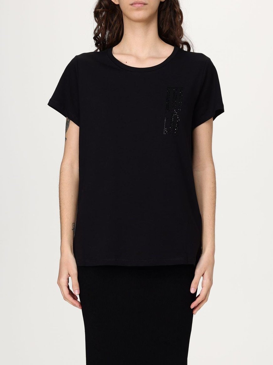 LIU JO Lıu Jo Kadın Kısa Kol Normal Bisiklet Yaka Günlük Siyah1 T-Shirt TA5170JS923-M9280