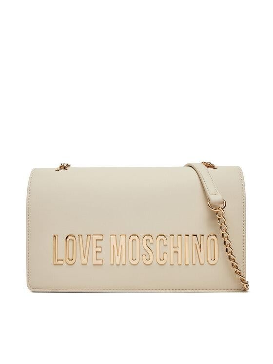 Love Moschino Love Moschino Kadın Deri Logo ve Zincir Detaylı Bej Omuz Çantası JC4192PP1MKD0-110