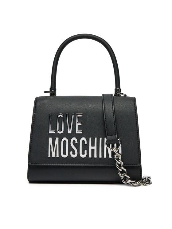 Love Moschino Love Moschino Kadın Deri Ayarlanabilir Zincir Omuz Askılı Gold Detaylı Siyah Omuz Çantası JC4024PP1MKD0-00B