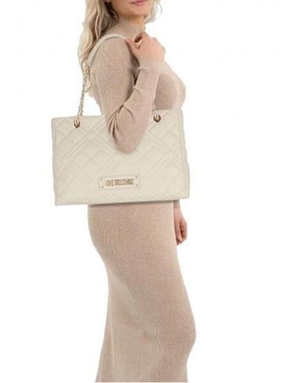 Love Moschino Love Moschino Kadın Geniş Deri Kapitone Desenli Zincir Detaylı Kısa Askı Bej Omuz Çantası JC4145PP1MLA0-110