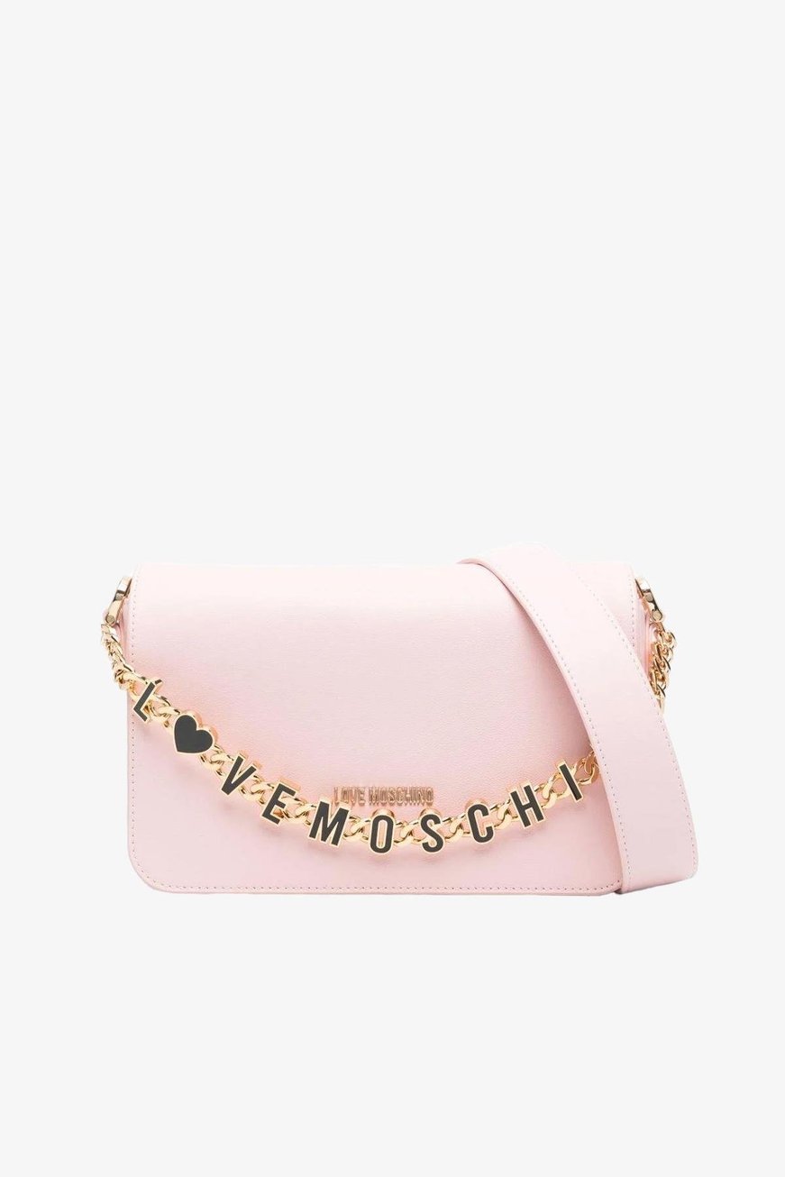 Love Moschino Love Moschino Kadın Gold Marka Logolu Zincir Askılı İçi Fermuar Bölmeli Manyetik Kapamalı Pembe Omuz Çantası JC4071PP1ML13-60A