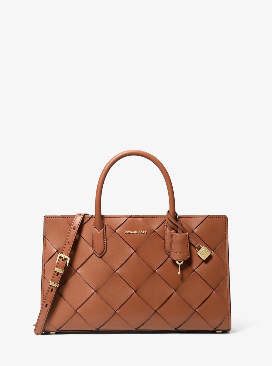 Michael Kors Michael Kors Kadın Baklava Dilim Geniş Deri Kemerli Ayarlanabilir Kayış Kahverengi Omuz Çantası 30S5GETS2L-LUGGAGE
