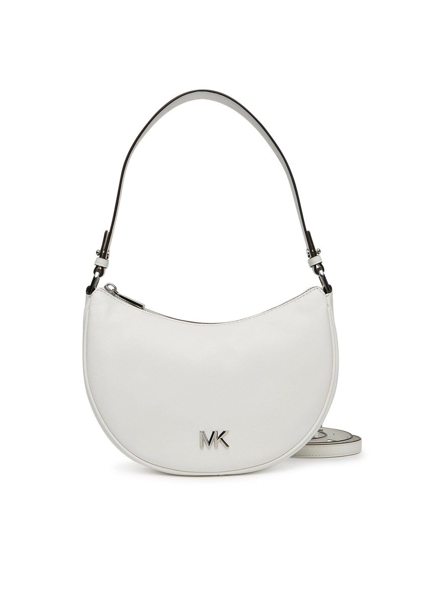 Michael Kors Michael Kors Kadın Çıkarılabilir ve Ayarlanabilir Omuz Askılı Fermuar Kapamalı Metalik Logo Kabartmalı Deri Beyaz Omuz Çantası 32S5S8QU1L-OPTICWHITE