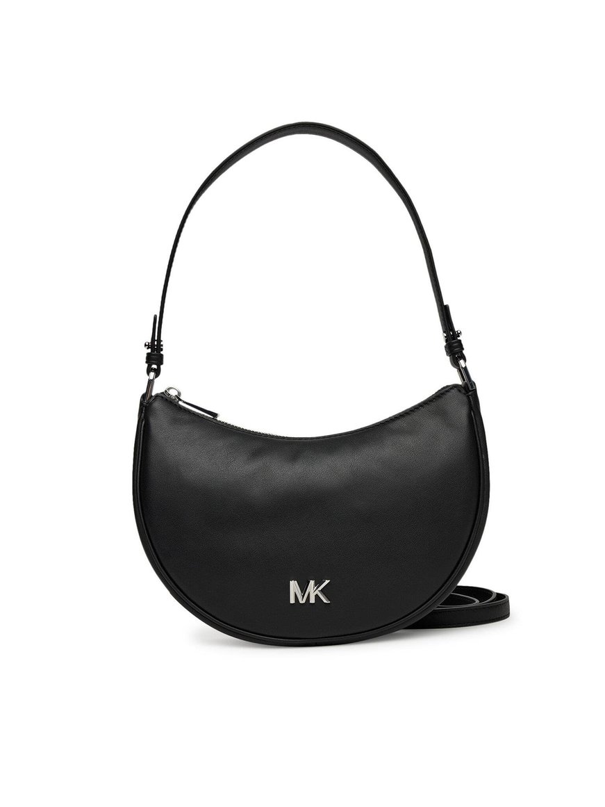 Michael Kors Michael Kors Kadın Çıkarılabilir ve Ayarlanabilir Omuz Askılı Fermuar Kapamalı Metalik Logo Kabartmalı Deri Siyah Omuz Çantası 32S5S8QU1L-BLACK