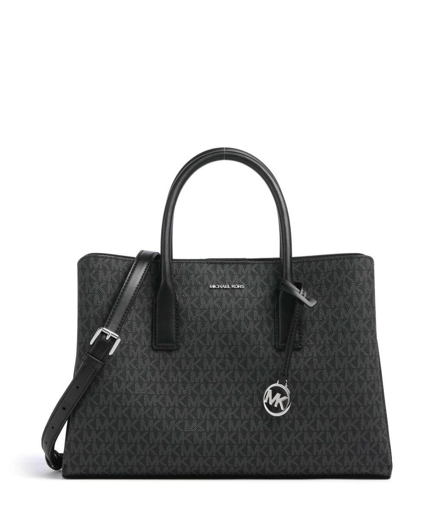 Michael Kors Michael Kors Kadın Deri MK Yazı Desen Kısa Kulp Geniş Siyah Omuz Çantası 30S5S9RS3V-BLACK