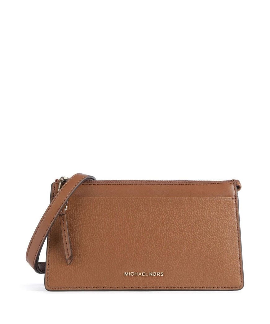 Michael Kors Michael Kors Kadın Deri MK Yazı Tokalı Fermuar Kapama Kahverengi Omuz Çantası 32H3G8EC7L-LUGGAGE