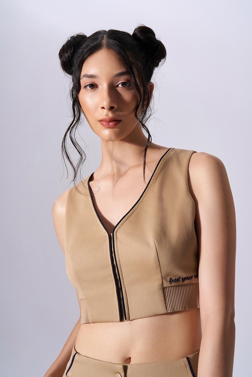 Naar Naar Kadın Baskılı Slim Fit Bej Büstiyer NAAR91309-CAMEL