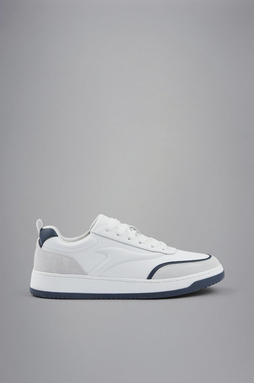 Paul Shark Paul Shark Erkek Hakiki Deri Rahat Taban Süet Detaylı Beyaz Sneaker 14318003-010