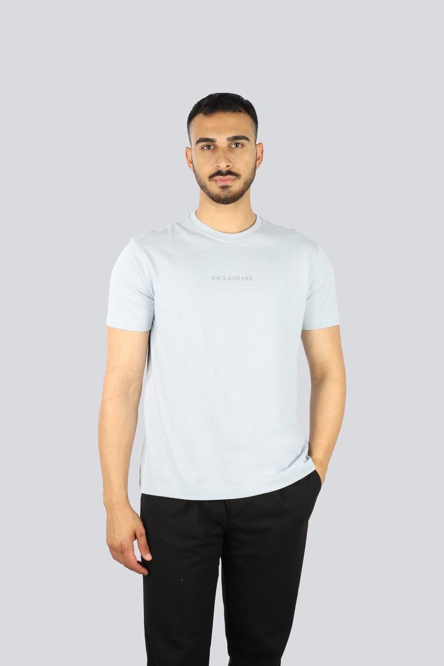 Paul Shark Paul Shark Erkek Marka Logolu Kısa Kol Yuvarlak Yaka Mavi T-Shirt 25411088-904