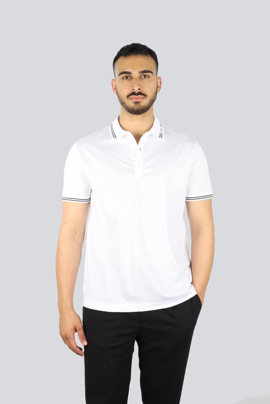 Paul Shark Paul Shark Erkek Normal Kesim %100 Pamuklu Kısa Kollu Beyaz Polo Yaka T-Shirt 25411288-010